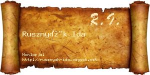 Rusznyák Ida névjegykártya